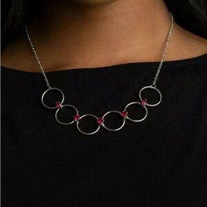 💕5 For$15 Paparazzi Elegantly Elite Pink Sapphire Necklace and Earring Set